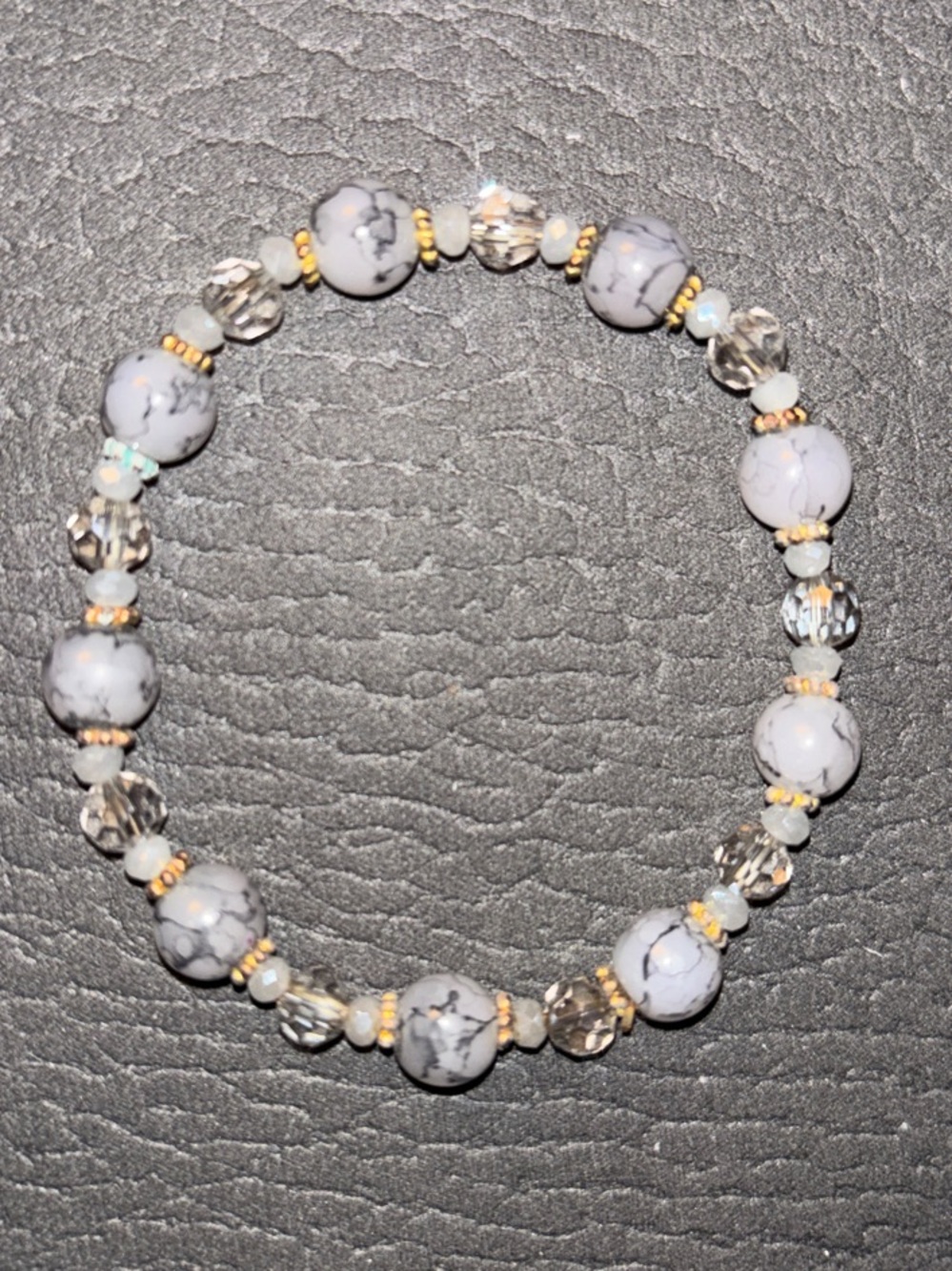 Handcrafted White Howlite & Crystal Stretch Bracelet